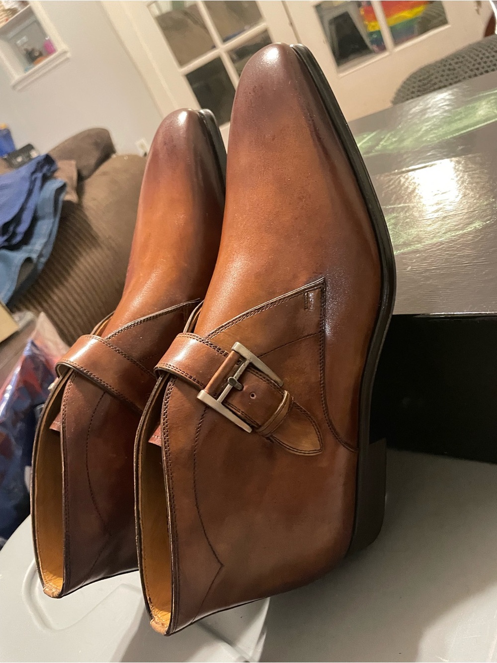 Magnanni Cognac Double Monk Boots - Picture 3 of 7